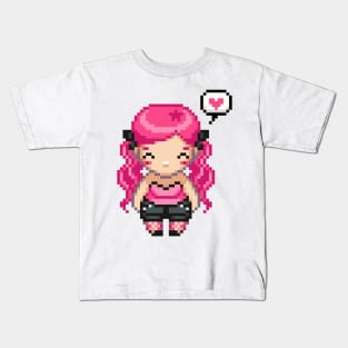 Kawaii Pixel Girl Kids T-Shirt